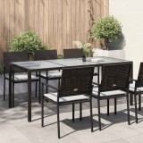 vidaXL Barna polyrattan és edzett üveg kerti asztal 190 x 90 x 75 cm