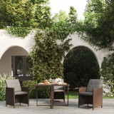 vidaXL Barna polyrattan és üveg kerti asztal 109 x 107 x 74 cm