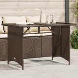 vidaXL Barna polyrattan üveglapos kerti asztal 110x68x70 cm