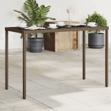 vidaXL Barna polyrattan üveglapos kerti asztal 115x54x74 cm