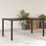vidaXL Barna polyrattan üveglapos kerti asztal 150 x 90 x 75 cm