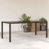 vidaXL Barna polyrattan üveglapos kerti asztal 190 x 90 x 75 cm