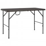 vidaXL Barna rattan hatású HDPE összecsukható kerti asztal 120x60x74cm