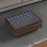 vidaXL Barna tölgy szerelt fa dohányzóasztal LED-del 70 x 50 x 30 cm