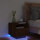 vidaXL Barna tölgy színű éjjeliszekrény LED-világítással 40x39x37 cm