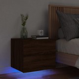 vidaXL Barna tölgy színű fali éjjeliszekrény LED-világítással
