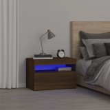 vidaXL Barna tölgyszínű éjjeliszekrény LED világítással 60x35x40 cm