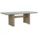 vidaXL Barna üveg és polyrattan kerti étkezőasztal 200 x 100 x 74 cm