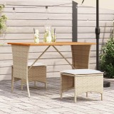 vidaXL Bézs polyrattan akácfa lapos kerti asztal 105x75x72 cm
