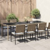 vidaXL Bézs polyrattan és edzett üveg kerti asztal 250 x 100 x 75 cm