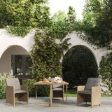 vidaXL Bézs polyrattan és tömör akácfa kerti asztal 109 x 107 x 74 cm