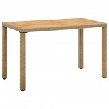 vidaXL Bézs polyrattan és tömör akácfa kerti asztal 123 x 60 x 74 cm