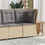 vidaXL Bézs polyrattan kerti sarokkanapé párnával