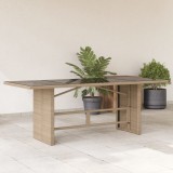 vidaXL Bézs polyrattan üveglapos kerti asztal 190 x 80 x 75 cm