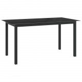 vidaXL Black alumínium és üveg kerti asztal 150 x 90 x 74 cm