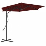 vidaXL Bordóvörös kültéri napernyő acélrúddal 300 x 230 cm