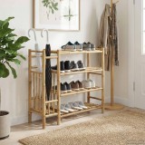 vidaXL Cipőtartó polcokkal Természetes 88 x 27 x 80 cm Bambusz