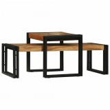 vidaXL Dohányzóasztal 2 pcs Barna 48 x 40 x 40 cm Tömör Akácfa