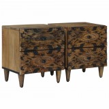 vidaXL Éjjeliszekrény 2 db Barna 40 x 33,5 x 46 cm Tömör Mangófát