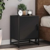 vidaXL Éjjeliszekrények 2 db Fekete 40x31x50 cm Méretezett fa és fém