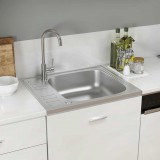 vidaXL ezüst rozsdamentes acél lefolyós konyhamosogató 600x500x155 mm