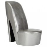 vidaXL Ezüstszínű magas sarkú cipő formájú műbőr szék