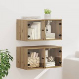 vidaXL Fali Szekrények 2 db 68 x 37 x 35 cm Szerelt Fa Artisan tölgy