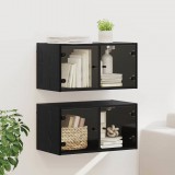 vidaXL Fali Szekrények 2 db 68 x 37 x 35 cm Szerelt Fa Fekete tölgy