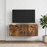 vidaXL Fali TV szekrény 78,5 x 31 x 30 cm Füstös Tölgy Szerelt Fa