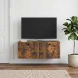 vidaXL Fali TV szekrény 78,5 x 41 x 30 cm Füstös Tölgy Szerelt Fa