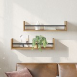 vidaXL Falipolcok 2 db Kézműves tölgy 60x16x14 cm Műgyanta
