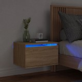 vidaXL Falra szerelhető sonoma tölgy éjjeli szekrény LED-világítással