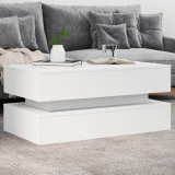 vidaXL Fehér dohányzóasztal LED-lámpákkal 90x50x40 cm