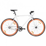 vidaXL Fehér és narancssárga örökhajtós kerékpár 700c 59 cm