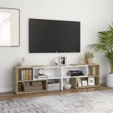 vidaXL Fehér és sonoma tölgy forgácslap tv-szekrény 149 x 30 x 52 cm