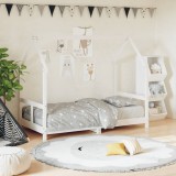 vidaXL Fehér gyerek tömör fenyőfa ágykeret 80 x 160 cm