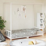 vidaXL Fehér gyerek tömör fenyőfa ágykeret 90 x 200 cm