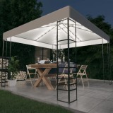 vidaXL Fehér kerti pavilon LED fényfüzérrel 3 x 3 m