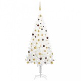 vidaXL Fehér megvilágított műkarácsonyfa gömb szettel 210 cm