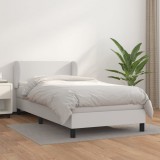 vidaXL Fehér műbőr rugós ágy matraccal 90 x 200 cm