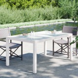 vidaXL Fehér polyrattan és edzett üveg kerti asztal 150 x 90 x 75 cm