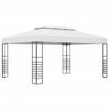 vidaXL Fehér porszórt acél kerti pavilon 4 x 3 x 2,7 m