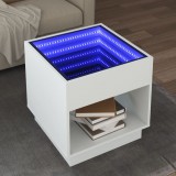 vidaXL Fehér végtelen hatású LED-es dohányzóasztal 50 x 50 x 50 cm