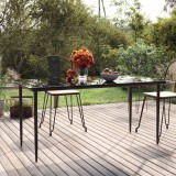 vidaXL Fekete acél és edzett üveg kerti étkezőasztal 160x80x74cm