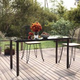 vidaXL Fekete acél és edzett üveg kerti étkezőasztal 200 x 100 x 74 cm