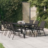 vidaXL Fekete acél és üveg kerti asztal 180 x 80 x 70 cm