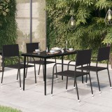 vidaXL Fekete acél és üveg kerti étkezőasztal 140 x 70 x 74 cm