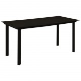 vidaXL Fekete acél és üveg kerti étkezőasztal 150 x 80 x 74 cm