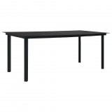 vidaXL Fekete acél és üveg kerti étkezőasztal 190 x 90 x 74 cm