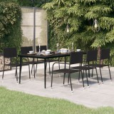 vidaXL Fekete acél és üveg kerti étkezőasztal 200 x 100 x 74 cm